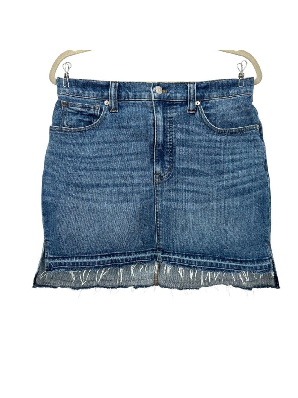 Madewell Womens 28 Skirt Raw Step Hem Mini Skirt Raw Hem Distressed Denim Jean